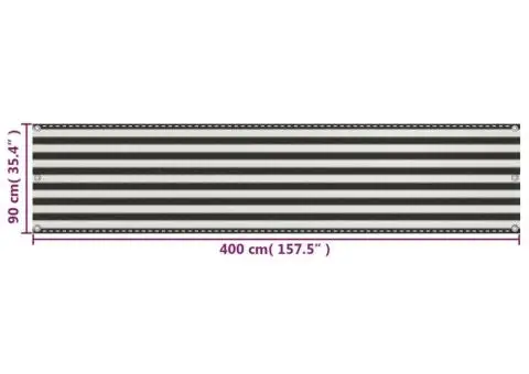 Prelată pentru balcon din HDPE, 90 x 400 cm, antracit și alb - 5/5