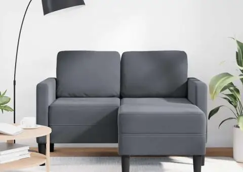 Canapea cu 2 locuri cu șezlong în formă L catifea gri închis - 3/5