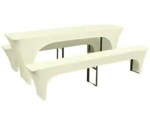 vidaXL Set huse pentru masa de bere și băncuțe, 3 piese, crem