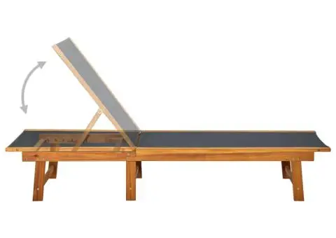 Șezlong de plajă cu masă, lemn masiv de acacia & textilenă - 5/5