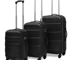 vidaXL Set valize rigide, negru, 3 buc., 45,5/55/66 cm
