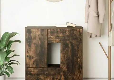 Bufetă cu sertare și uși Stejar afumat 70,5x34x74,5 cm - 3/5