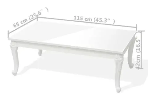Măsuță de cafea, alb extralucios, 115x65x42 cm - 5/5