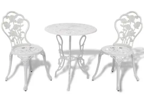Set mobilier bistro, 3 piese, alb, aluminiu turnat - 1/5