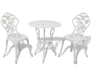 vidaXL Set mobilier bistro, 3 piese, alb, aluminiu turnat