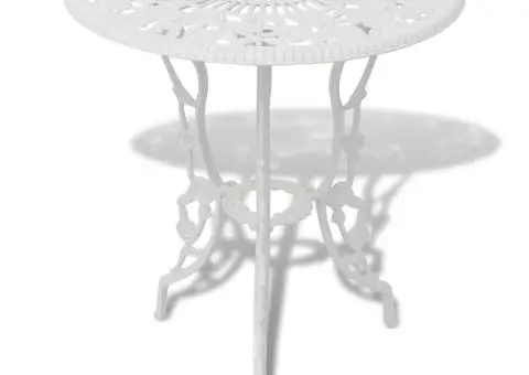 Set mobilier bistro, 3 piese, alb, aluminiu turnat - 2/5