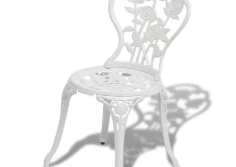 Set mobilier bistro, 3 piese, alb, aluminiu turnat - 5/5