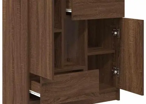 Bufetă cu sertare și uși Stejar maro 70,5x34x74,5 cm - 5/5