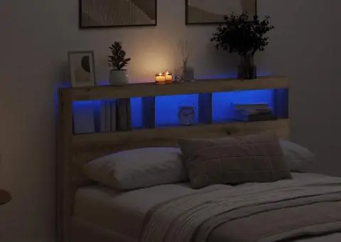 Dulap pentru tăblie cu LED Stejar Artisan 160x17x102 cm - 1/5