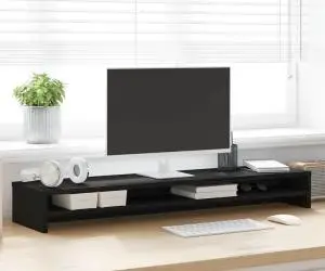 vidaXL Suport pentru monitor Stejar negru 100x24x13 cm lemn prelucrat