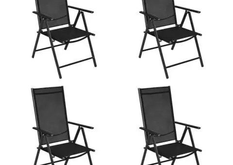 Scaune pliante de grădină, 4 buc., negru, aluminiu și textilenă - 2/5