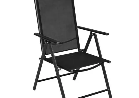 Scaune pliante de grădină, 4 buc., negru, aluminiu și textilenă - 3/5