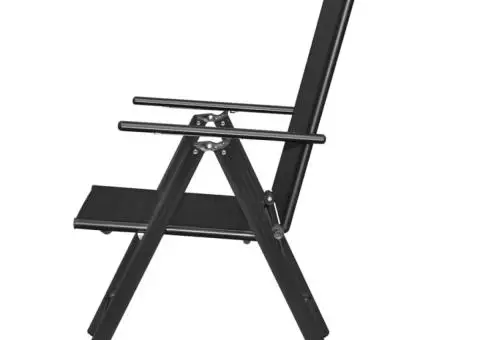 Scaune pliante de grădină, 4 buc., negru, aluminiu și textilenă - 4/5