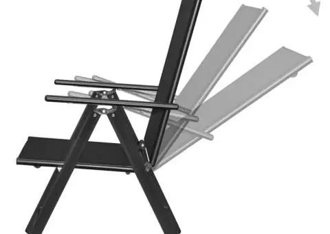 Scaune pliante de grădină, 4 buc., negru, aluminiu și textilenă - 5/5