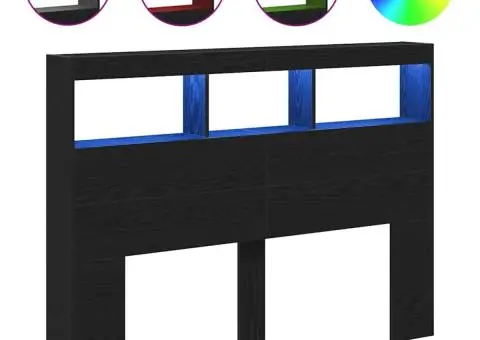 Dulap pentru tăblie cu LED Stejar negru 140x17x102 cm - 2/5