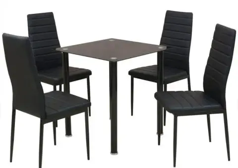 Set masă și scaune de bucătărie, negru, 5 piese - 1/5