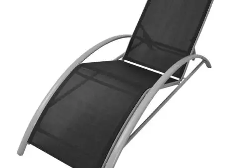 Șezlong de plajă, negru, aluminiu - 1/5