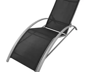 vidaXL Șezlong de plajă, negru, aluminiu