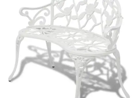 Bancă de grădină, alb, 100 cm, aluminiu turnat - 1/4