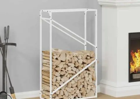 Suport pentru lemne de foc alb 60x25x100cm Oțel laminat la rece - 1/5