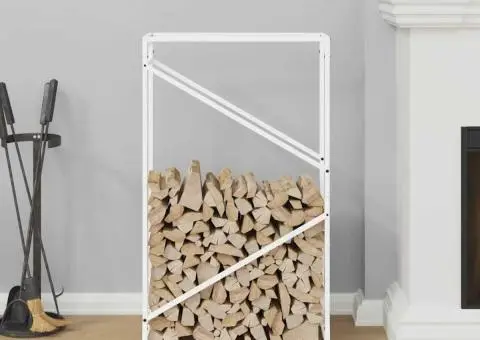Suport pentru lemne de foc alb 60x25x100cm Oțel laminat la rece - 3/5