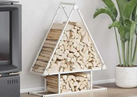 Suport pentru lemne de foc alb 80x25x90 cm Oțel laminat la rece - 1/5