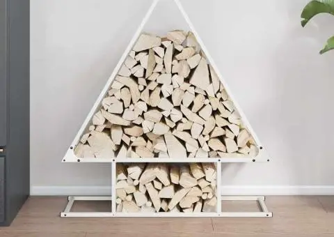 Suport pentru lemne de foc alb 80x25x90 cm Oțel laminat la rece - 3/5