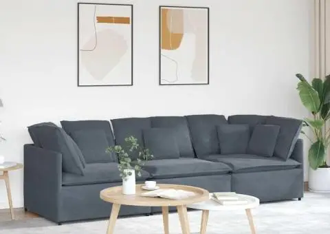 Canapea modulară cu perne catifea gri închis - 1/5