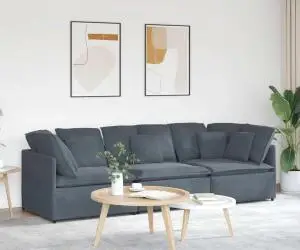 vidaXL Canapea modulară cu perne catifea gri închis