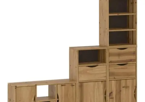 Unități TV 4 piese cu depozitare „ODDA” din lemn masiv de pin - 2/5