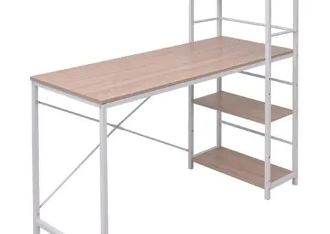 Birou cu bibliotecă, 4 rafturi, stejar - 1/5