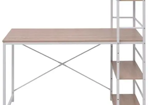 Birou cu bibliotecă, 4 rafturi, stejar - 2/5