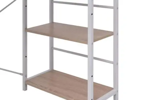 Birou cu bibliotecă, 4 rafturi, stejar - 3/5