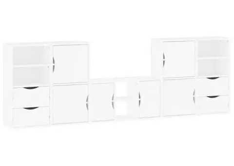 Unități TV 5 piese cu depozitare ODDA din lemn masiv de pin alb - 2/5