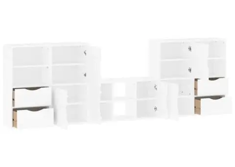 Unități TV 5 piese cu depozitare ODDA din lemn masiv de pin alb - 5/5