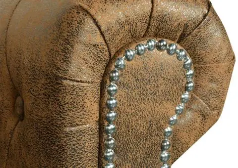 Canapea Chesterfield, 2 locuri, maro, piele ecologică - 5/5