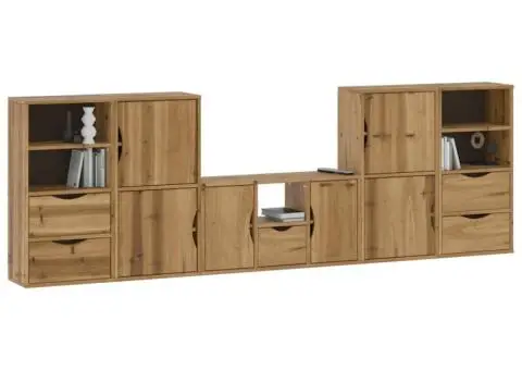Unități TV 5 piese cu depozitare „ODDA” din lemn masiv de pin - 4/5