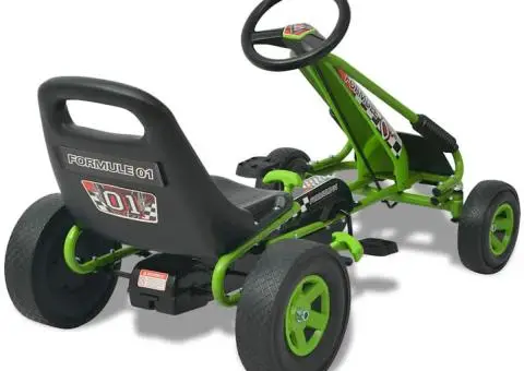 vidaX Kart cu pedale cu șezut reglabil verde - 4/5