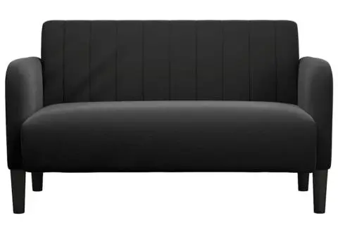 Canapea loveseat neagră 109 cm catifea - 3/5