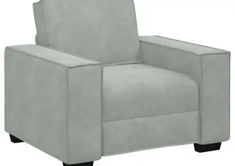 Canapea scaun gri deschis 60 cm catifea - 2/5