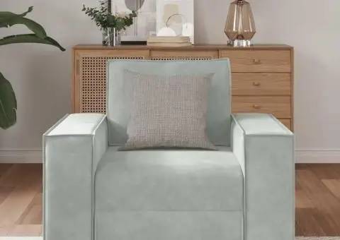 Canapea scaun gri deschis 60 cm catifea - 3/5