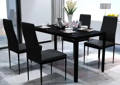 Set mobilier de bucătărie, cinci piese, negru - 1/5