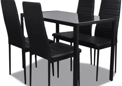 Set mobilier de bucătărie, cinci piese, negru - 2/5