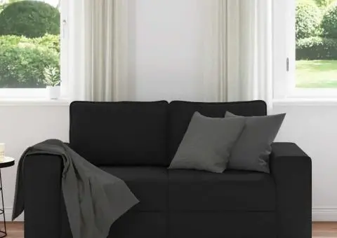 Canapea cu 2 locuri, neagră, 120 cm, material textil - 3/5