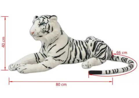 Tigru de jucărie din pluș, XXL, alb - 5/5