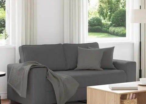 Canapea de tip lovesea gri închis 140 cm țesătură velur - 1/5