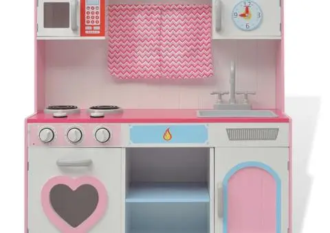 Bucătărie de jucărie din lemn 82 x 30 x 100 cm, roz și alb - 2/5
