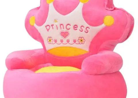 Scaun din pluș pentru copii, Princess, roz - 1/3