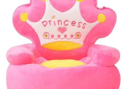 Scaun din pluș pentru copii, Princess, roz - 2/3