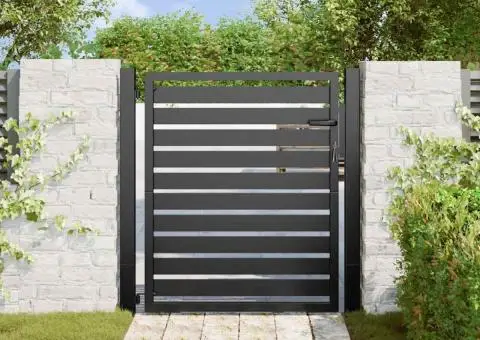 Poarta de gradina incuiabil neagra 100x100 cm aluminiu - 3/5